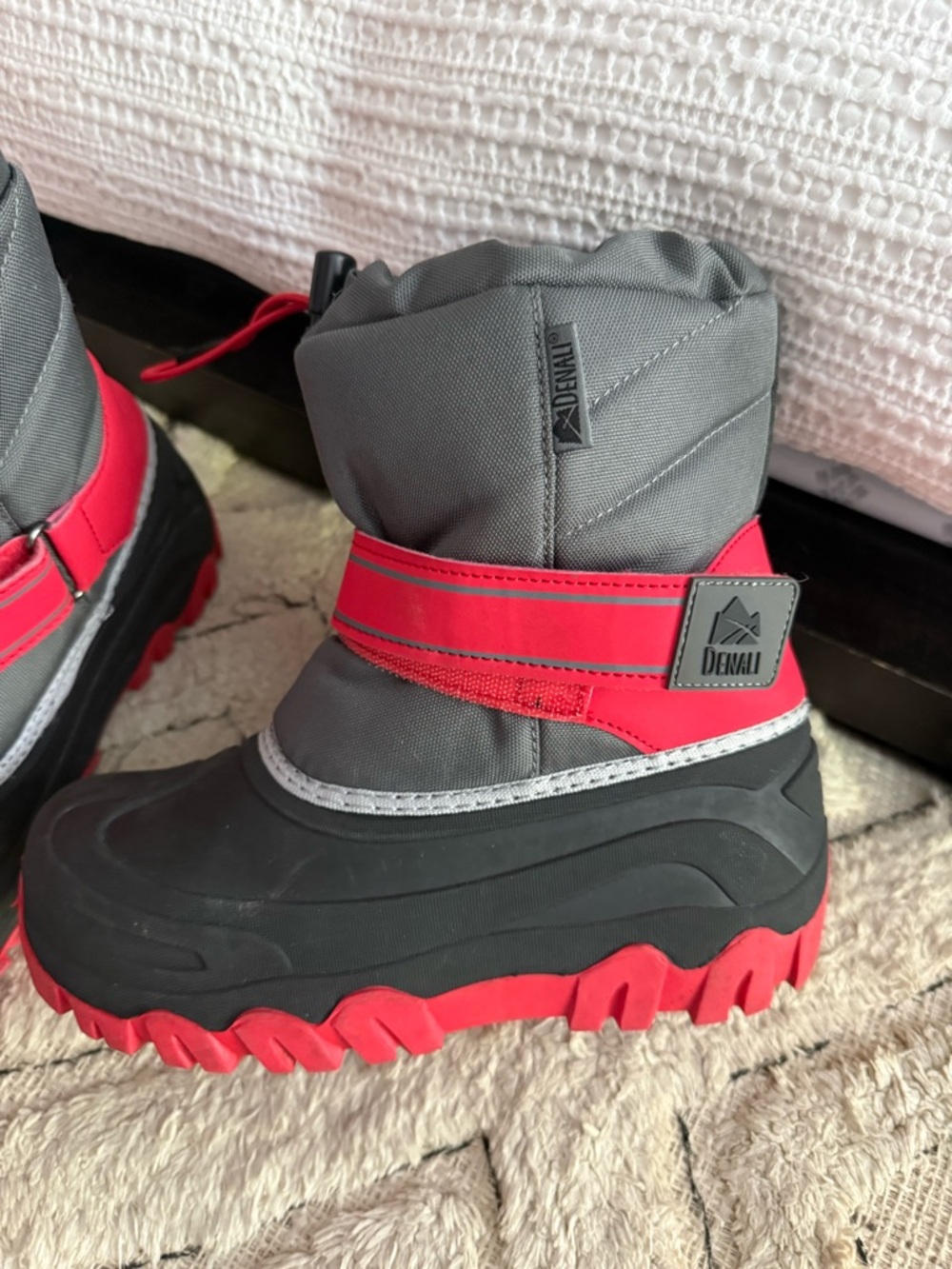 Denali Gray and Red Winter Boots